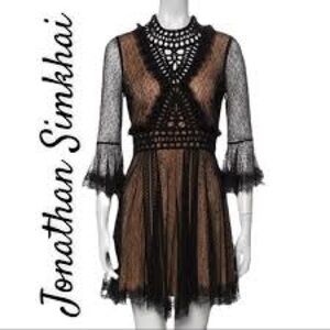 Jonathan Simkhai Black Chantilly Lace Mini Dress